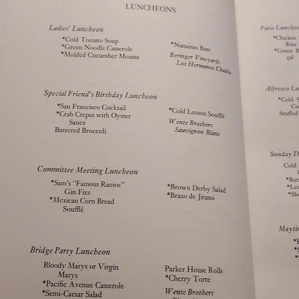 Cookbook San Francisco A La Carte Jr. League Cookbook